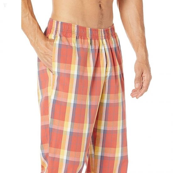 L.L.Bean Comfort Stretch Woven Sleep Pant Men\'s Short Orange Spice ID-o489X2Az
