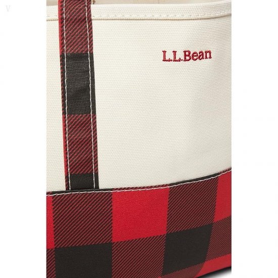 L.L.Bean High Bottom Tote Medium Mountain Red Buffalo Check ID-TdpuX4M6