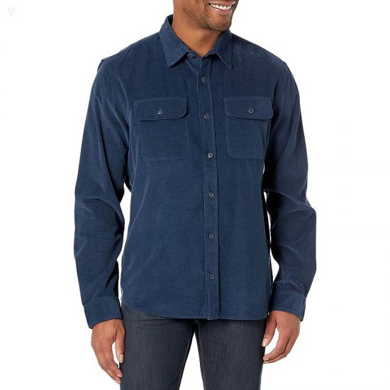 L.L.Bean Signature Microwale Corduroy Shirt Regular Mariner Blue ID-xuExItCf