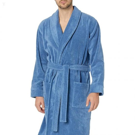 L.L.Bean Organic Terry Cloth Robe Regular Rustic Blue ID-WPTmZOPg
