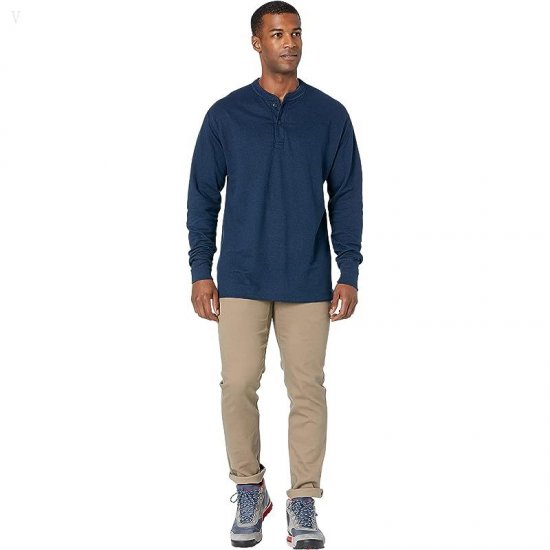 L.L.Bean River Driver Shirt Long Sleeve Henley Regular Bright Navy Heather ID-hIkqjE6d
