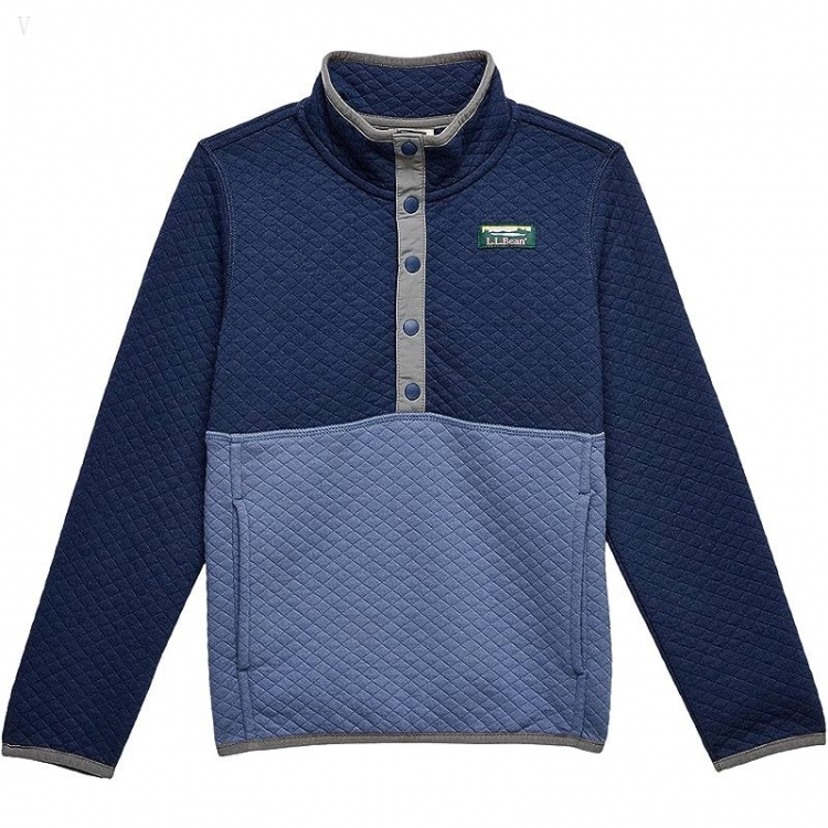 L.L.Bean Quilted Snap 1/4 Pullover (Little Kids) Nautical Navy/Vintage Indigo ID-ZgHwB8IC - Click Image to Close