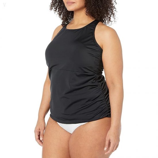 L.L.Bean Plus Size Beansport High Neck Tankini Black ID-NOuzWPLD