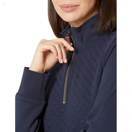 L.L.Bean Quilted Sweatshirt 1/4 Zip Pullover Long Sleeve Classic Navy ID-Pw7fCUj7