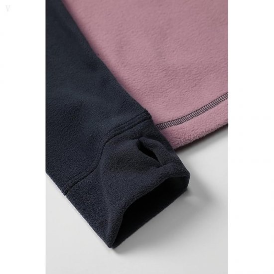 L.L.Bean Fitness Fleece Long Sleeve Tee Color-Block (Little Kids) Mauve Berry/Carbon Navy ID-tzl0yO78