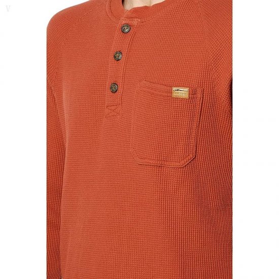L.L.Bean BeanBuilt Waffle Henley Rust Orange ID-pcPGSIh9