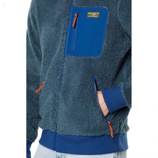 L.L.Bean Bean\'s Sherpa Fleece Jacket Regular Storm Blue/Collegiate Blue ID-fSO38Cz2