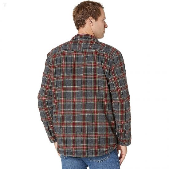 L.L.Bean Sherpa Lined Scotch Plaid Shirt Long Sleeve Regular Grey Stewart ID-10hMlScp