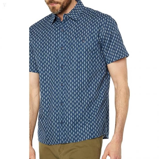 L.L.Bean Signature Woven Cotton Short Sleeve Shirt Regular Mariner Blue ID-le75NJae