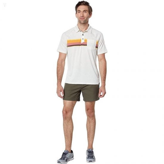 L.L.Bean Everyday SunSmart Polo Short Sleeve Print Cream/Multi Stripe ID-duYPhJeW