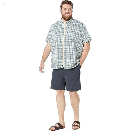 L.L.Bean Comfort Stretch Chambray Shirt Short Sleeve Traditional Fit Plaid Light Everglade ID-yr6VqjHX