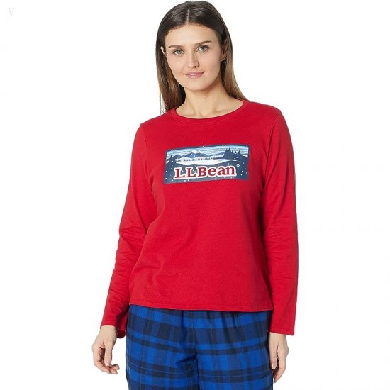 L.L.Bean Petite Camp Pajama Set Nautical Red ID-wPK5E76C