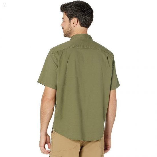 L.L.Bean Lakewashed Camp Shirt Short Sleeve Traditional Fit Deep Olive ID-x1eQafV8