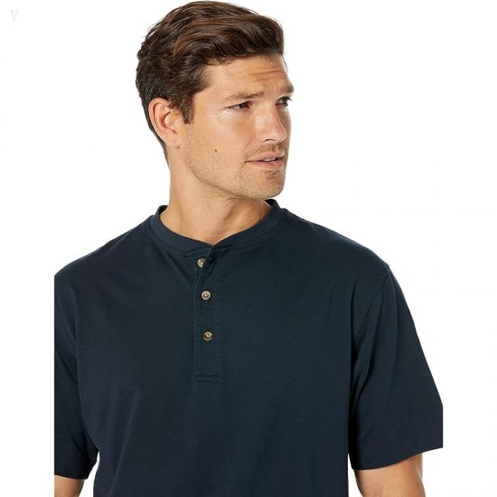 L.L.Bean Carefree Unshrinkable Henley T-Shirt Short Sleeve Navy Blue ID-YhLZqAtO