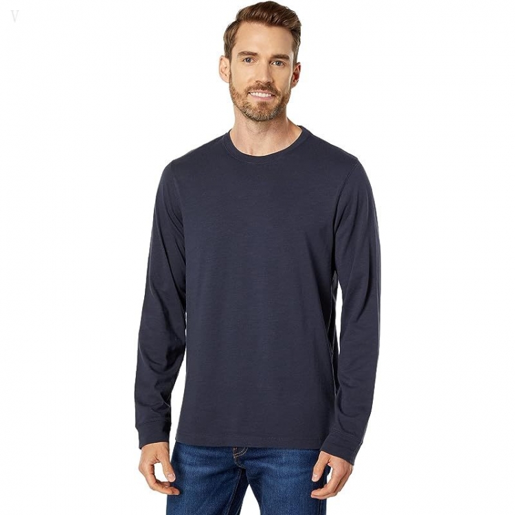 L.L.Bean Lakewashed Organic Cotton Long Sleeve Tee Carbon Navy ID-L4DHGlYY - Click Image to Close