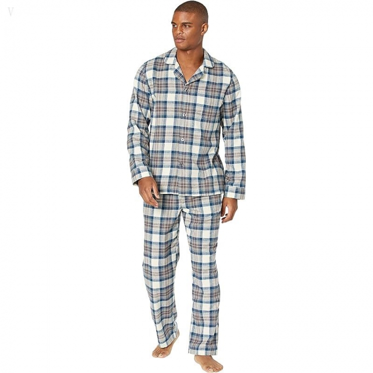 L.L.Bean Scotch Plaid Flannel Pajamas Regular Indigo Tartan ID-q9Z7rg4w - Click Image to Close