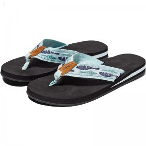 L.L.Bean Classic Maine Isle Flip-Flop 3 Motif Aqua Light/Soft Juniper Woodblock Fish ID-mfIqCiyp