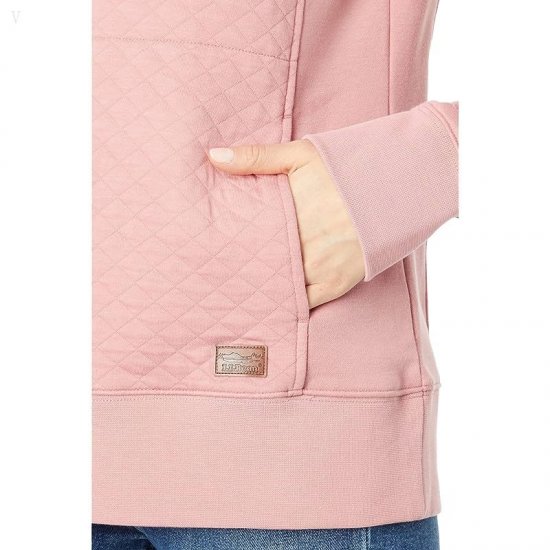 L.L.Bean Quilted Sweatshirt 1/4 Zip Pullover Long Sleeve Rose Wash ID-X2CrWwCs