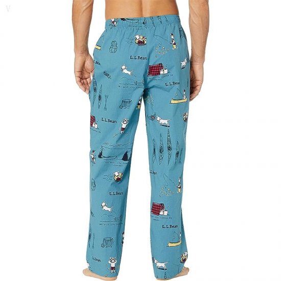 L.L.Bean Comfort Stretch Woven Sleep Pants Regular Light Teal Buddy The Dog ID-NpQJDHR6