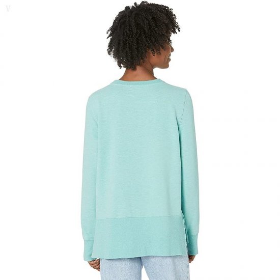 L.L.Bean Petite Bean\'s Cozy Split Hem Sweatshirt Ocean Teal Heather ID-iUvQNCeD