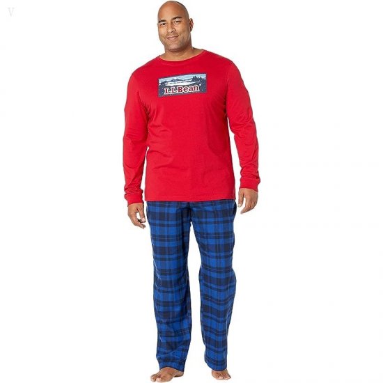 L.L.Bean Camp Pajamas Set Tall Nautical Red ID-hti4mjLH