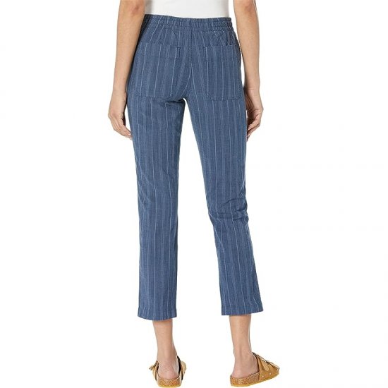 L.L.Bean Lakewashed Chino Pull-On Chambray Stripe Pants Ankle Dark Indigo ID-sfieQJy4