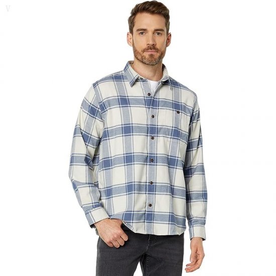 L.L.Bean BeanFlex All Season Flannel Shirt Long Sleeve Traditional Fit Vintage Indigo ID-DZc3670Q