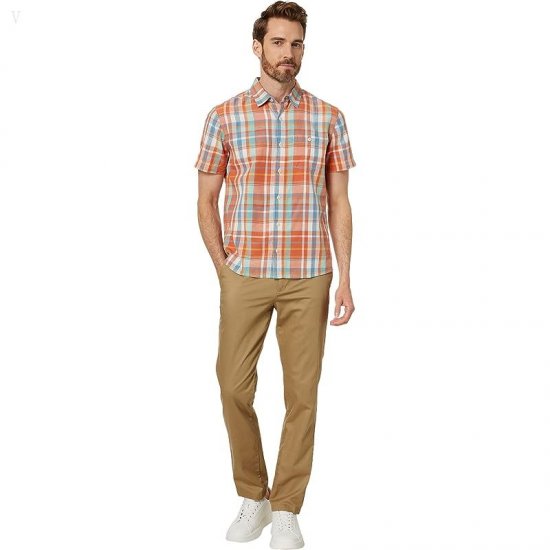 L.L.Bean Signature Summer Cotton Blend Short Sleeve Shirt Regular Faded Orange ID-GML9gc6l