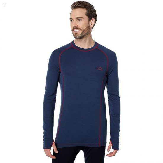 L.L.Bean Cresta Wool Midweight 250 Crew Top - Tall Carbon Navy ID-Y4sKZ68w