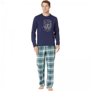 L.L.Bean Camp Pajamas Set Regular Bright Navy ID-7QzotDSM