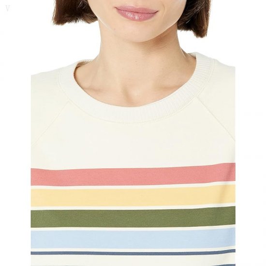 L.L.Bean Petite 24/7 Sweats Crew Stripe Cream Multi Stripe ID-S2KLZM72