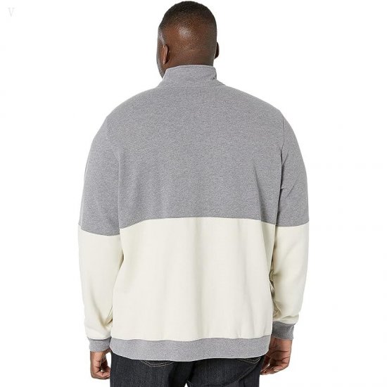 L.L.Bean 1912 Sweatshirt Button Mock Color-Block - Tall Silver Birch/Gray Heather ID-rAk0NASs