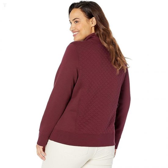 L.L.Bean Plus Size Quilted Sweatshirt 1/4 Zip Pullover Long Sleeve Deep Wine ID-OT7SdKRU