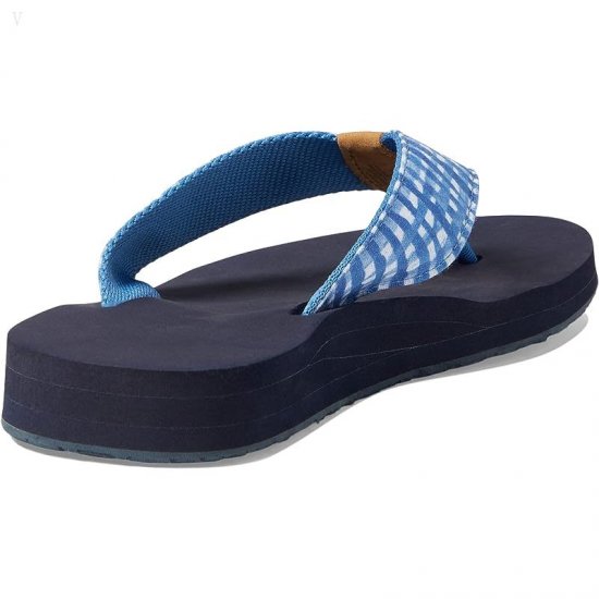 L.L.Bean Classic Maine Isle Flip-Flop 3 Woven Print Marine Blue Gingham ID-YUxY826a