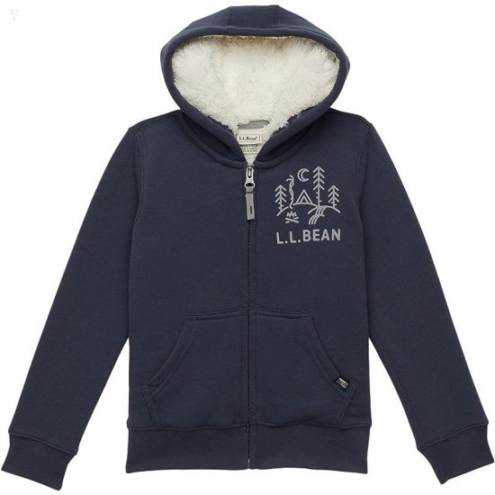 L.L.Bean Sherpa-Lined Hoodie (Big Kids) Carbon Navy ID-X472z6NT