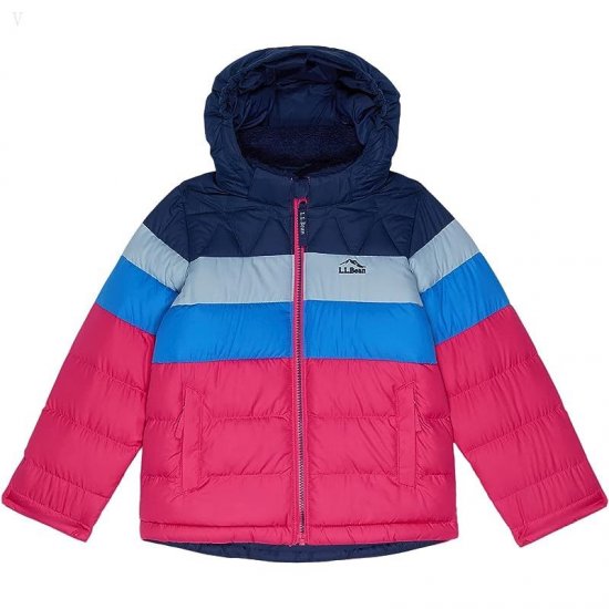 L.L.Bean Bean's Down Jacket Color-Block (Big Kids) Pink Berry ID-USMKtjj7
