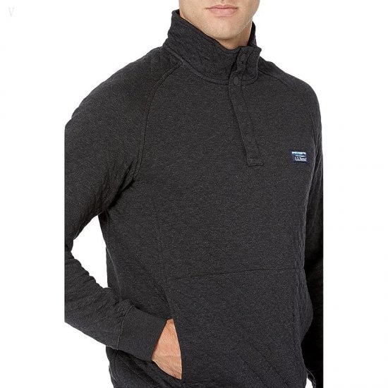 L.L.Bean Quilted Sweatshirt Dark Charcoal Heather ID-pArtKUlt