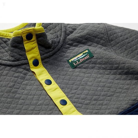 L.L.Bean Quilted Snap 1/4 Pullover (Little Kids) Charcoal Heather/Nautical Navy ID-JZ7aRvnp