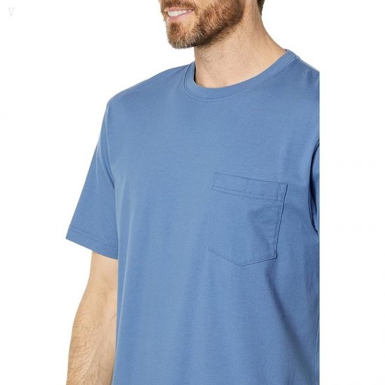 L.L.Bean Carefree Unshrinkable Tee with Pocket Short Sleeve Delta Blue ID-rotJJZFa
