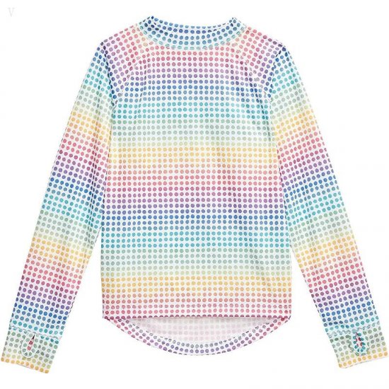 L.L.Bean Wicked Warm Midweight Underwear Top Print (Big Kids) Rainbow Dots ID-Qx2tp4ky