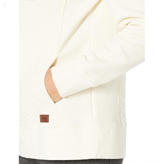 L.L.Bean Quilted Sweatshirt 1/4 Zip Pullover Long Sleeve Cream ID-RpIaBW87