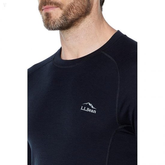 L.L.Bean Cresta Wool Midweight 250 Crew Top Dark Black ID-xI5VaBd9