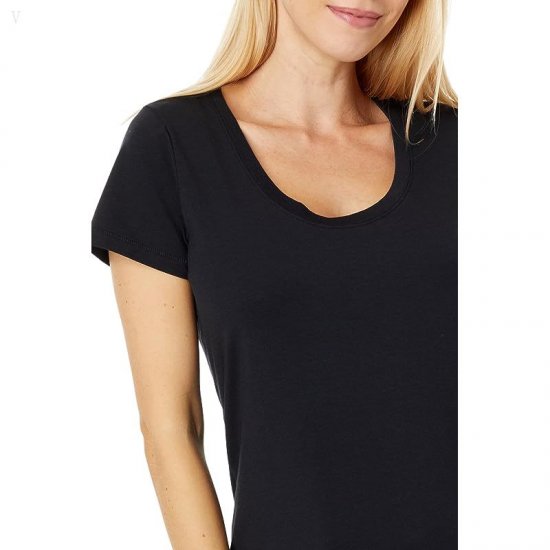 L.L.Bean Soft Stretch Supima Tee Scoop Neck Short Sleeve Dark Black ID-bQMyzne2