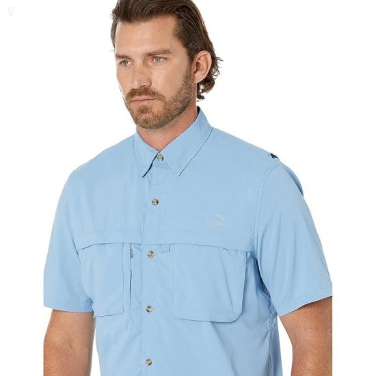 L.L.Bean Tropicwear Shirt Short Sleeve - Tall Soft Blue ID-ccf9BALB