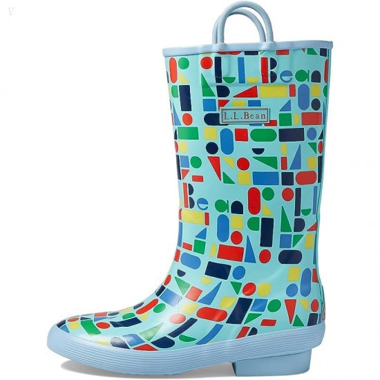 L.L.Bean Puddle Stompers Rain Boots Print (Toddler/Little Kid) Teal Aqua Shapes ID-N2xqG6CN