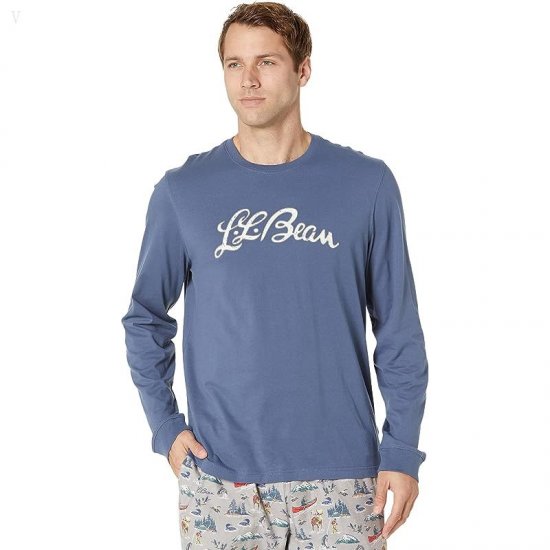 L.L.Bean Camp Pajamas Set Regular Vintage Indigo ID-ynxiGX3t