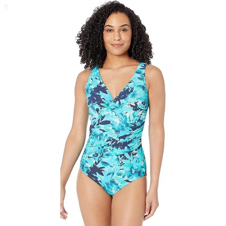 L.L.Bean Slimming Swimwear Tanksuit Print Darkest Navy Flowers ID-Bf5t3Ywc - Click Image to Close