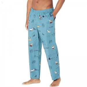 L.L.Bean Comfort Stretch Woven Sleep Pant Men's Short Light Teal Buddy The Dog ID-MacrksMA