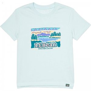 L.L.Bean Organic Short Sleeve Tee (Little Kids) Blue Haze Logo ID-ogpfea85