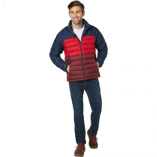 L.L.Bean Down Jacket Color-Block Burgundy/Nautical Navy ID-XjEP1Hs6